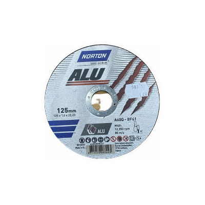 Disks alumīnijam Norton Alu125x1.0x22mm,FLĪZĒŠANAS PALĪGMATERIĀLI