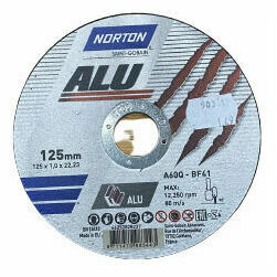 Disks alumīnijam Norton Alu125x1.0x22mm,FLĪZĒŠANAS PALĪGMATERIĀLI